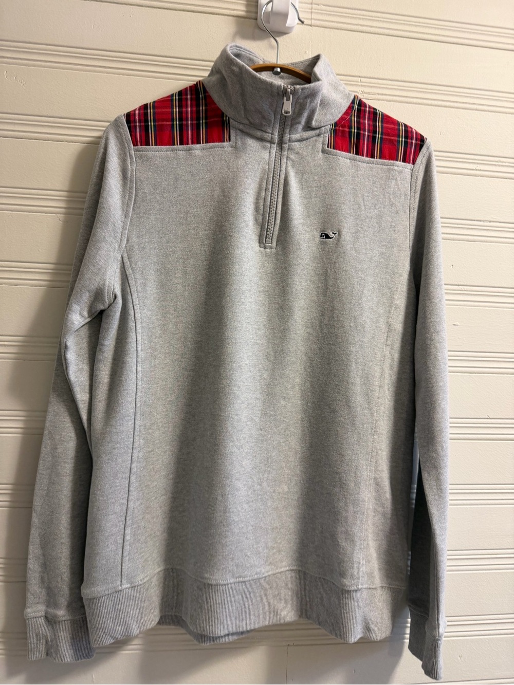 Vineyard Vines Tartan Plaid 1/4 Zip Pullover Grey XS NWT